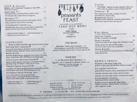 Peasants Feast menu
