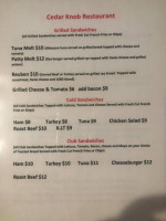 Cedar Knob menu