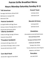 Solon American Legion Post 460 menu