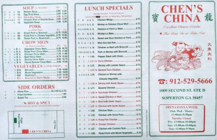 Chen's China menu