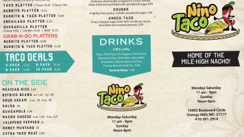 Nino Taco menu