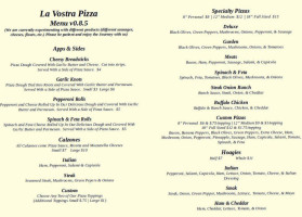 La Vostra Pizza menu