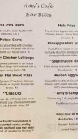 Amy's Cafe menu