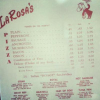 Larosa's Pizzeria menu