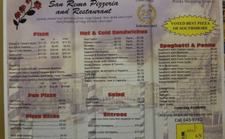 San Remo Pizza menu