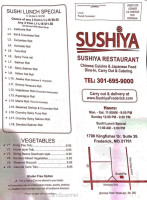 Sushiya menu