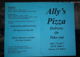 Ally's Pizza menu