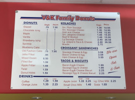 V K Family Donuts menu