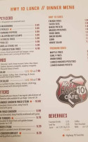 Mel's Hwy 10 Cafe menu