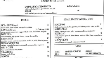 The Harriet Brasserie menu