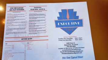The Executive Diner menu