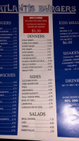 Atlantis Burgers menu