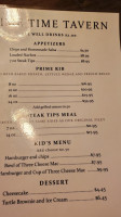 Prime Time Tavern menu