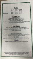 Pam's Place menu