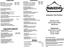 Thai King menu