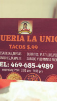 Taqueria La Unica menu