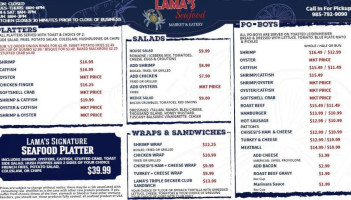 Lama's Seafood Market Eatery menu