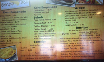 Empa-taco menu