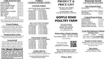 Goffle Road Poultry Farm menu