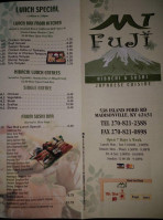 Mt. Fuji Hibachi Sushi menu