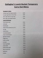 Joe Gallagher's Lunch Bucket menu