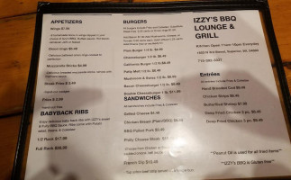 Izzy's Bbq Lounge Grill menu