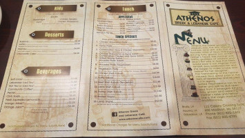 Athenos Greek And Lebanese Cafe menu