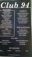 Club 94 menu