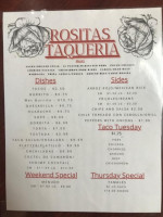 Rositas Taqueria menu