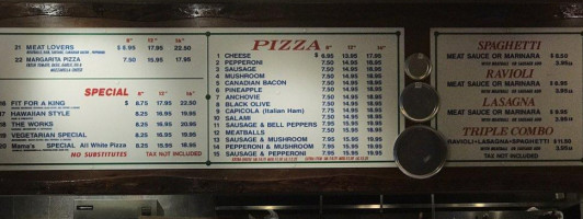 Adriano's Pizza Grotto menu