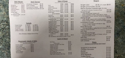 Mendettas Sunset Cafe menu