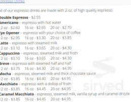 Glas Coffeehouse menu