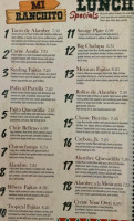 Mi Ranchito Tex Mex menu