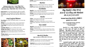 Big Baldy's Bac-woods -b-q menu