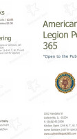 Collinsville American Legion Post 365 menu