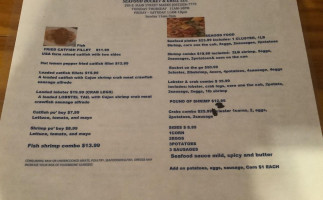 Seafood Bucket Grill menu
