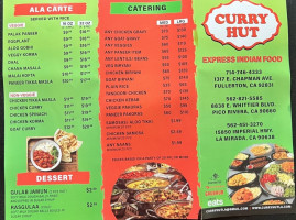 Curry Hut Indian Food menu