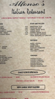 Alfonso's menu