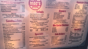 Mac's Drive-in menu