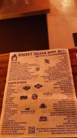 Hideout Saloon menu