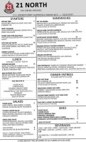 21 North Eatery Cellar menu