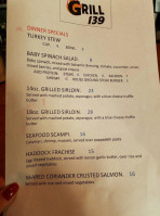 Grill 139 menu