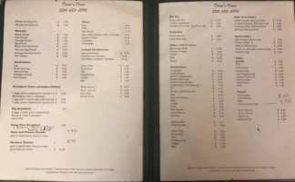 Diane's Diner menu