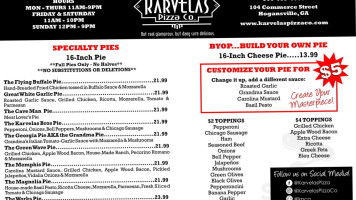 Karvelas Pizza Co. Newnan menu