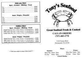 Tonys Crab Seafood menu
