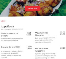 Mariscos Chihuahua menu