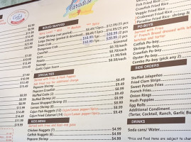Cajun Seafood menu