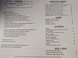 Cervo's menu