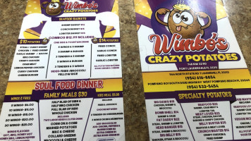 Wimbos Crazy Potatoes menu