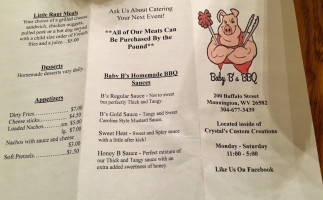 Baby B's Bbq menu